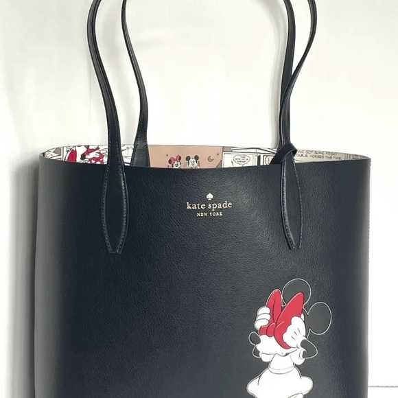 NWT Disney X Kate Spade Minnie Mouse Leather Reversible Tote & Wristlet $399 - Picture 13 of 16